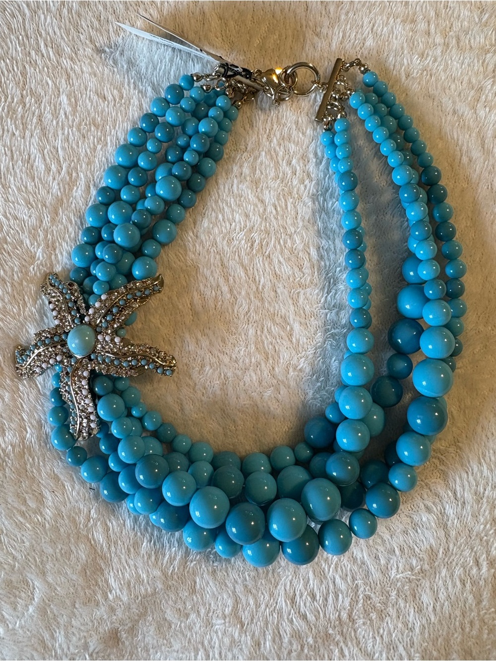 Sequin Hearts Turquoise Multi-Strand Beaded Necklace and bracelet set